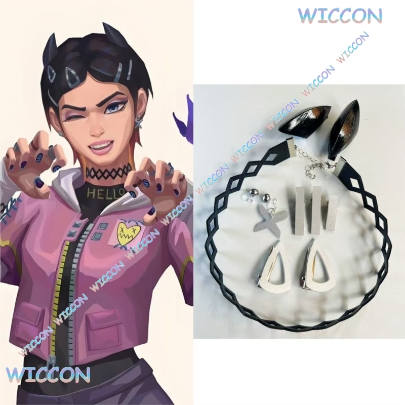 Party Games Kit - Valorant Clove Clip Collar Butterfly Earrings