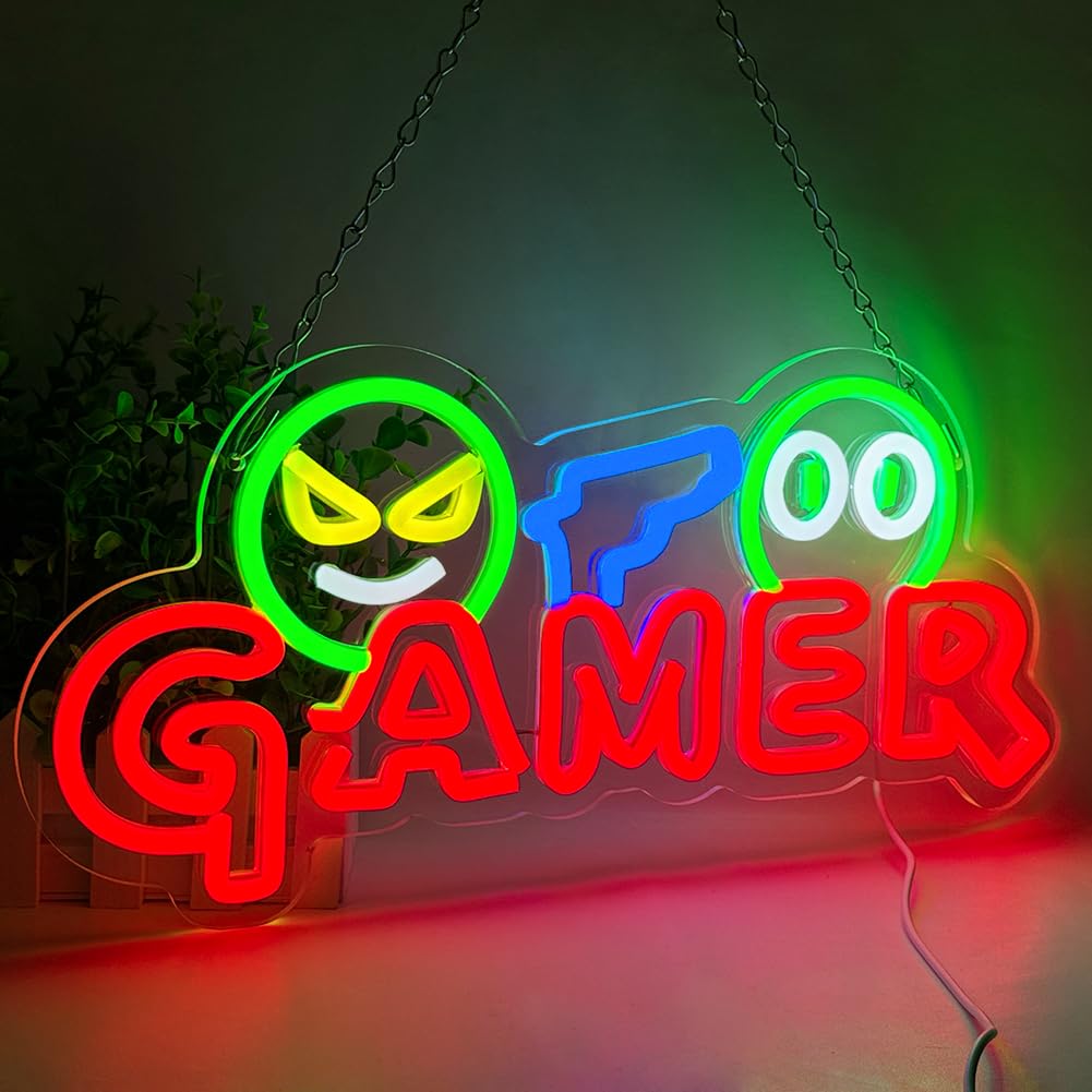 Gamer Neon Sign LED Wall Light - Party Games School recension och pris