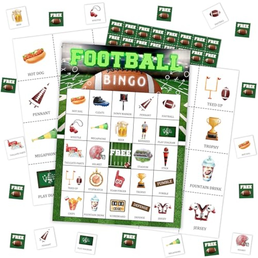 Football Party Bingo Game Card - Party Games For Adults Large Group recension och pris